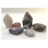 6 QUARTZ CRYSTALS HEARTS, GEODE