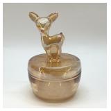 CARNIVAL GLASS DEER DRESSER BOX