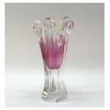 ART GLASS VASE PINK SWIRL
