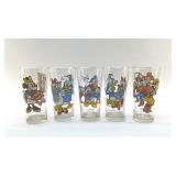 5 DISNEY CHARACTER GLASSES 1978