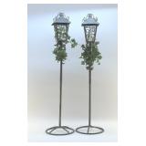 2 WROUGHT IRON CANDLE LANTERNS