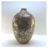 LARGE METAL, BROWN AND GOLD VASE 18 '
