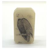 MARBLE PAPER WEIGHT WITHIN ENGRAVED EAGLE SIGNED