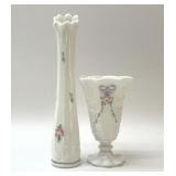 WESTMORELAND ROSES AND BOWS VASES