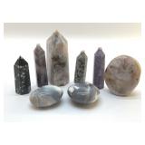 8 QUARTZ CRYSTALS, TOWERS