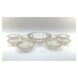 JEANETTE GLASS THUMBPRINT BERRY BOWL SET 1950