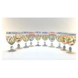 10 HAND PAINTED WINE GLASSES