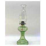 URANIUM GLASS, ANTIQUE OIL LAMP