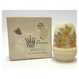 FENTON FAIRY LAMP CUSTARD GLASS HAND PAINTED