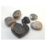 6 QUARTZ CRYSTALS HEARTS
