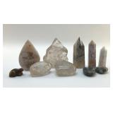 10 ASSORTED QUARTZ CRYSTALS 4'
