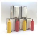5 CHROME DINER NAPKIN HOLDERS CONDIMENT BOTTLES