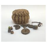 AFRICAN BUTTONS, BEADS AND BASKET