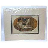 1887 GERMAN CHROMO ART WOMAN FASHION PRINT