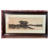 ANTIQUE 1890 ETCHING ERNEST ROST ON THE DELAWARE