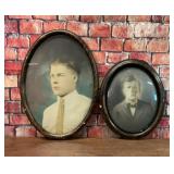 2 ANTIQUE OVAL PHOTO PORTRAITS YOUNG MEN