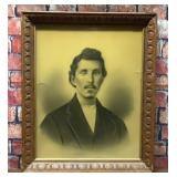 LARGE FRAMED ANTIQUE PORTRAIT PHOTO YOUNG MAN