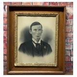 LARGE ANTIQUE FORMAL PORTRAIT PHOTO YOUNG MAN