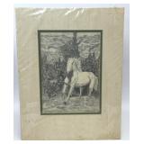 1977 CHUCK HALL HORSE PENCIL DRAWING