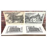 4 OLD SALEM GUILFORD CO LINE DRAWING ART PRINTS