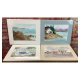 4 ASSORTED WATERCOLOR PAINTINGS