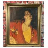 VINTAGE PAINTING PRINT WOMAN 70/510 SIGNED