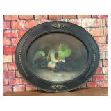 ANTIQUE OVAL FRENCH OIL PAINTING FRUIT STILL LIFE