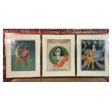 3 1920s THEATRE MAGAZINE FRAMED COVER ART DECO
