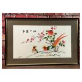 VTG EXOTIC BIRDS CHINESE SILK EMBROIDERY