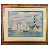1994 PAUL BRENT PASSING THE LIGHT SHIP PRINT