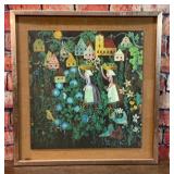 WHIMSICAL FOLK ART VILLAGE ART PRINT