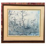 1984 TERRY KINDLEY DUCK SCENE ART PRINT