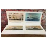 4 ASSORTED NAVAL BATTLE SHIP ART PRINTS