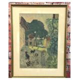 VTG PRINT PIERRE BONNARD VILLAGE SCENE 1912
