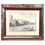 VTG PRINT ZOCCHI ETCHING ARNO RIVER FLORENCE