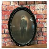 ANTIQUE OVAL BUBBLE GLASS FULL BODY PORTRAIT MAN