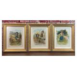 3 VTG FRAMED NURSERY RHYME PRINTS