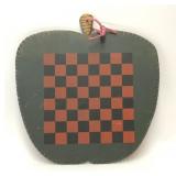 COUNTRY STYLE WOOD APPLE SHAPED CHECKER BOARD