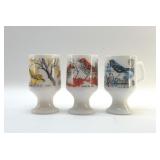 1960ï¿½s MILK, GLASS BIRD PEDESTAL MUGS