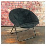 BLACK FAUX FUR SAUCER CHAIR