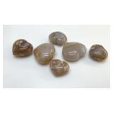 6 QUARTZ, AGATE CRYSTAL HEARTS