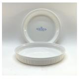 CORNING PIE PLATE, UNBRANDED CHEESECAKE PLATE