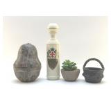 DECANTER, GOURD BOX, POTTERY, FAUX PLANT