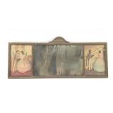 ANTIQUE MIRROR WITH ENGAGEMENT & WEDDING PRINTS