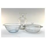 Mixing bowls, glass vase 10.5"