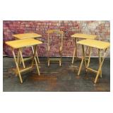 5 PIECE TV TRAY TABLE SET 4 TABLES & STAND