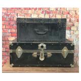 2 VTG BLACK STEAMER TRUNKS