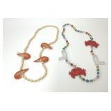 2 VTG MARDI GRAS SHRIMP CRAB NECKLACES