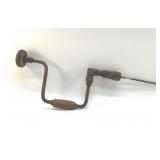 ANTIQUE RATCHETING BIT BRACE HAND CRANK DRILL