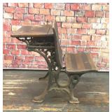 ANTIQUE NEW CAXTON WOOD CAST IRON SCHOOL DESK